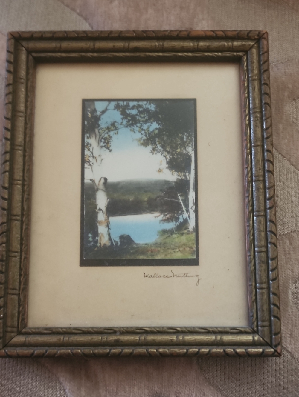 Wallace Nutting Signed Handcolorized Landscape In Picture Frame 100+ Years Old